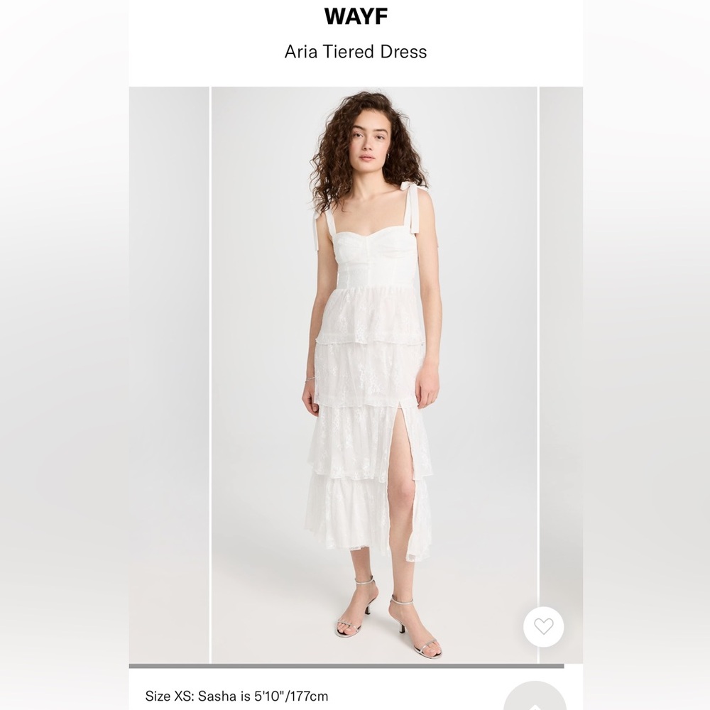 Wayf Aria White tiered midi dress Small